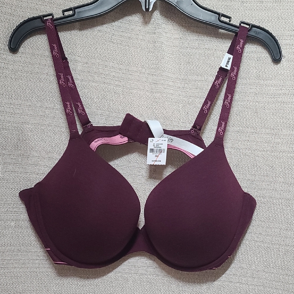 Victoria's Secret Burgundy Bra by PINK - Push Up and with Comfort NEW with TAG